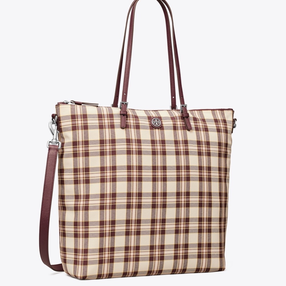 Tory Burch Plaid nylon tote